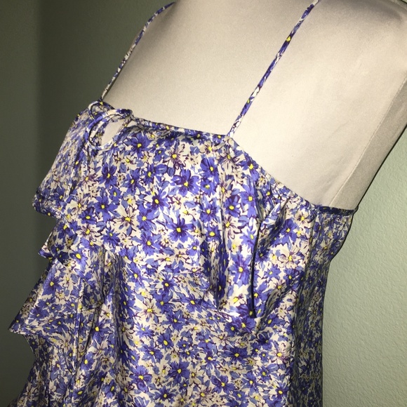 Banana Republic blue floral print ruffle tank top - Picture 5 of 8